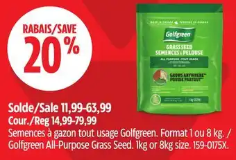 Canadian Tire Golfgreen All-Purpose Grass Seed offer