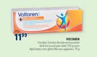 Familiprix VOLTAREN, Back and muscle pain relief, 100 g or No mess applicator, 75 g offer