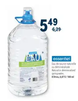 Familiprix ESSENTIEL Natural or demineralized spring water, 8 litres offer