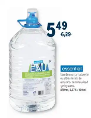 Familiprix ESSENTIEL Natural or demineralized spring water, 8 litres offer