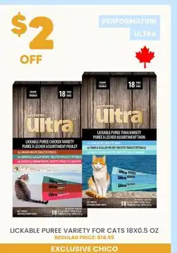 Chico PERFORMATRIN ULTRA LICKABLE PUREE VARIETY FOR CATS 18X0.5 OZ offer