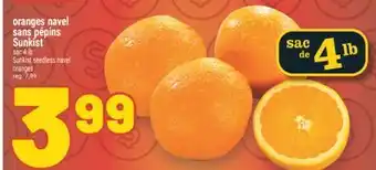 Marché Richelieu ORANGES NAVEL SANS PÉPINS SUNKIST | SUNKIST SEEDLESS NAVEL ORANGES offer