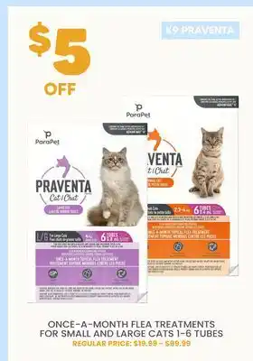 Chico PRAVENTA ONCE-A-MONTH FLEA TREATMENTS FOR SMALL AND LARGE CATS 1-6 TUBES offer