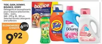 Brunet TIDE, GAIN, DOWNY, BOUNCE, IVORY Détergents et assouplissants pour la lessive sélectionnés offer