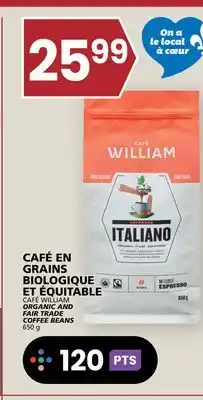 Rachelle-Bery Grocery CAFÉ WILLIAM ORGANIC AND FAIR TRADE COFFEE BEANS offer