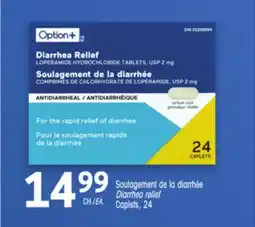 Uniprix Option + Soulagement de la diarrhée Diarrhea / relief Caplets, 24 offer