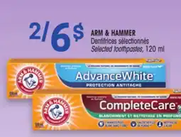 Uniprix ARM & HAMMER Dentifrices sélectionnés/Selected toothpastes offer