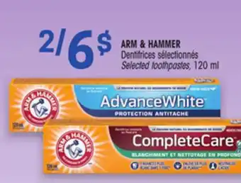 Uniprix ARM & HAMMER Dentifrices sélectionnés/Selected toothpastes offer