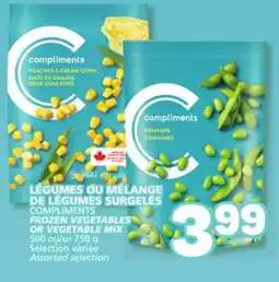 Marché Bonichoix COMPLIMENTS FROZEN VEGETABLES OR VEGETABLE MIX offer
