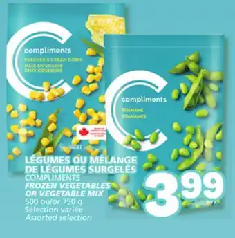 Marché Bonichoix COMPLIMENTS FROZEN VEGETABLES OR VEGETABLE MIX offer