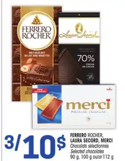 Uniprix FERRERO ROCHER, LAURA SECORD, MERCI Chocolats sélectionnés/ Selected chocolates offer