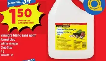 Maxi VINAIGRE BLANC SANS NOM | WHITE VINEGAR, 4 L offer