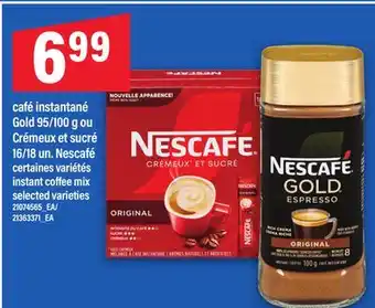 Maxi CAFÉ INSTANTANÉ GOLD, 95/100 G OU CRÉMEUX ET SUCRÉ, 16/18 UN. NESCAFÉ | INSTANT COFFEE MIX offer
