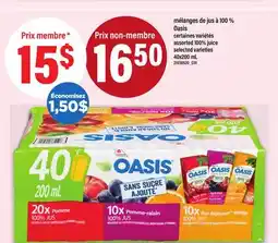 Maxi MÉLANGES DE JUS À 100 % OASIS | ASSORTED 100% JUICE, 40x200 ML offer