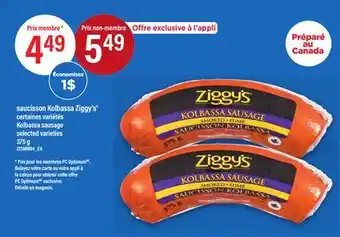 Maxi SAUCISSON KOLBASSA ZIGGY'S | KOLBASSA SAUSAGE, 375 G offer