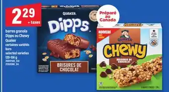 Maxi BARRES GRANOLA DIPPS OU CHEWY QUAKER | BARS 120-156 G offer