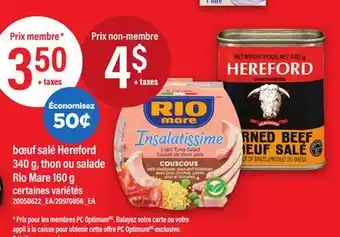 Maxi BŒUF SALÉ HEREFORD 340 G, THON OU SALADE RIO MARE, 160 G offer