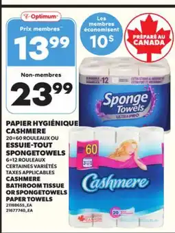Provigo CASHMERE BATHROOM TISSUE OR SPONGE TOWELS PAPER TOWELS, 20=60 offer