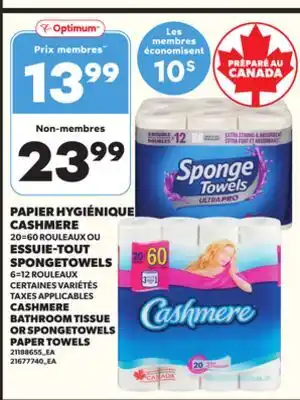 Provigo CASHMERE BATHROOM TISSUE OR SPONGE TOWELS PAPER TOWELS, 20=60 offer