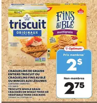 Provigo TRISCUITS WHOLE GRAIN CRACKERS OR WHEAT THINS OR VEGETABLE THINS CRACKERS, 175-2000 G offer