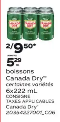 Provigo BOISSONS CANADA DRY, 6x222 mL offer