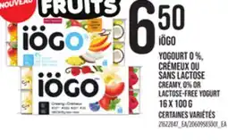 Provigo IÖGO CREAMY, 0% OR LACTOSE-FREE YOGURT, 16 X 100 G offer