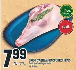 Marché Adonis GIGOT D'AGNEAU RACCOURCI FRAIS |FRESH SHORT CUT LEG OF LAMB offer
