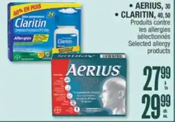 Jean Coutu AERIUS, 30, CLARITIN, 40, 50 Selected allergy products offer