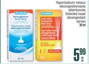 Jean Coutu PERSONNELLE Selected nasal decongestant sprays offer