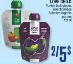 Jean Coutu LOVE CHILD Selected organic purees offer