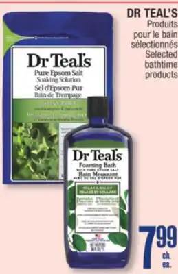 Jean Coutu DR TEAL'S Selected bathtime products offer