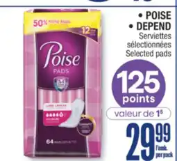 Jean Coutu POISE, DEPEND Selected pads offer