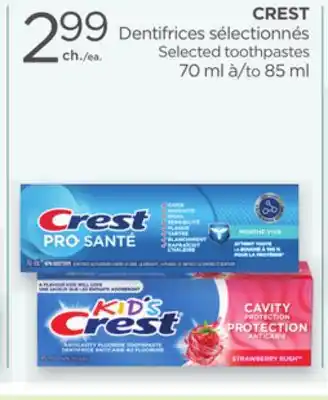 Proxim CREST Selected toothpastes offer
