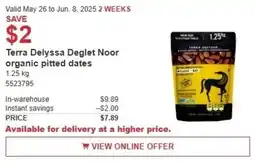 Costco Terra delyssa deglet noor organic pitted dates offer