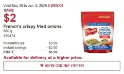 Costco French's crispy fried onions offer