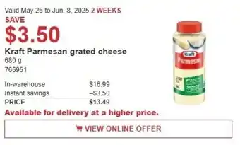 Costco Kraft Parmesan grated cheese offer