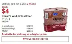 Costco Ocean's wild pink salmon offer