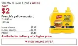 Costco French's yellow mustard offer