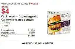 Costco Dr. Praeger's frozen organic california veggie burgers offer