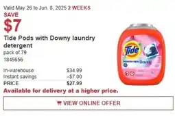 Costco Tide pods with downy laundry detergent offer