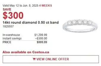 Costco 14kt round diamond 0.50 ct band offer