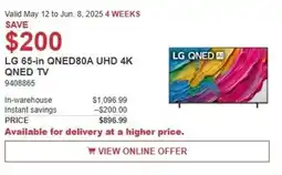 Costco LG QNED80A UHD 4K QNED TV offer