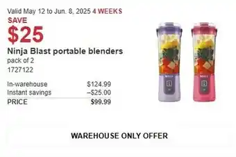 Costco Ninja Blast portable blenders offer