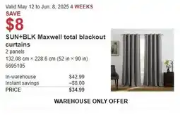 Costco SUN+BLK Maxwell total blackout curtains offer