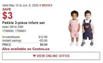 Costco Pekkle infant set offer