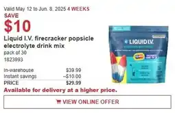 Costco Liquid I.V. firecracker popsicle electrolyte drink mix offer