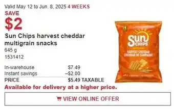 Costco Sun Chips harvest cheddar multigrain snacks offer