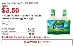 Costco Hidden Valley Homestyle ranch creamy dressing and dip offer