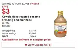 Costco Kewpie deep roasted sesame dressing and marinade offer