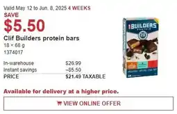 Costco Clif Builders protein bars offer